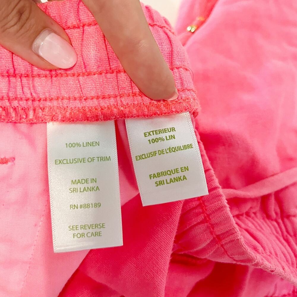 Lilly Pulitzer Mid Rise Pull On Linen Chino Shorts Hot Pink Medium - Picture 3 of 4